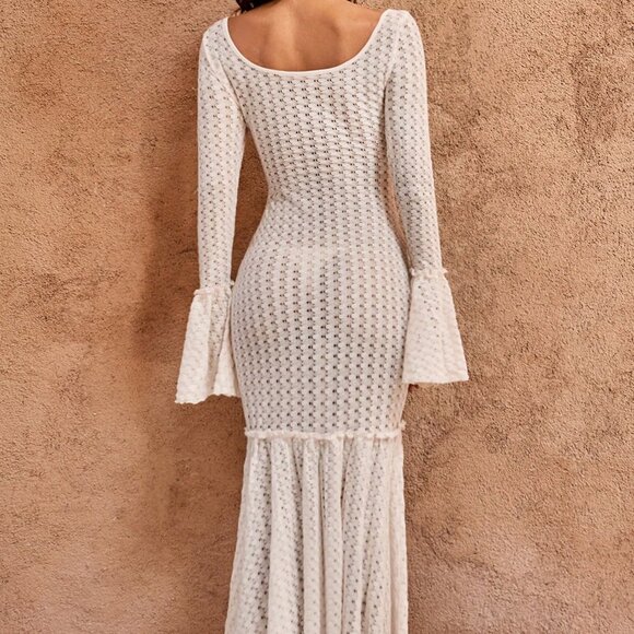 Party Women's Round Neck Flared sleeved maxi dress Bobo Wedding Cocktail Forma - Picture 3 of 7